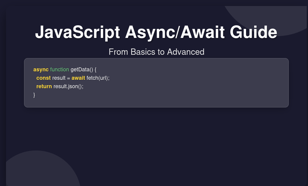 JavaScript Async/Await Guide: From Basics to Advanced